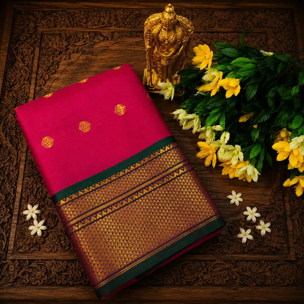 Paithani Chit Pallu Tower Butta Saree